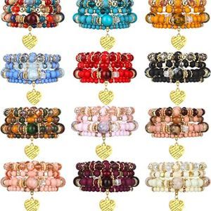 12 Set Multilayer Bohemian Bracelet Sets Colorful Stackable Stretch Bracelets